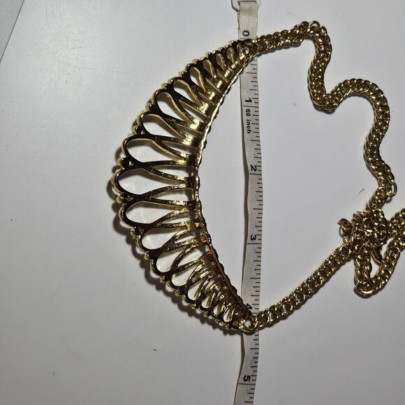 Vintage Avon Gilded Mesh Collar Gold Tone Statement Necklace 16” EUC - Picture 8 of 12